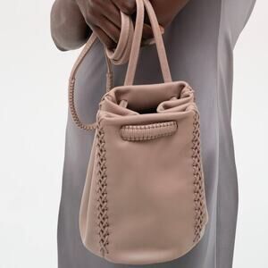 Callista Latte Beige Smooth Leather Pouch Bag